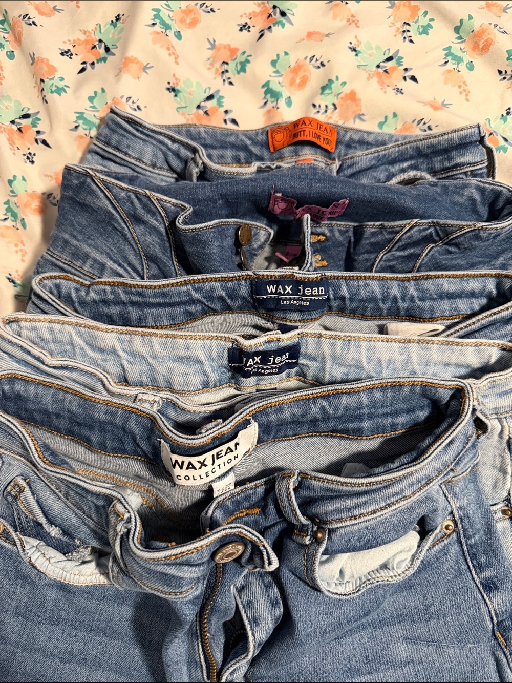 WAX Jean Women's Multi-Blue Denim Jeans Stack - 5 Mixed Washes